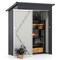 Grey Galvanized Metal Outdoor Storage Shed with Lockable Door, Vents, and Roof